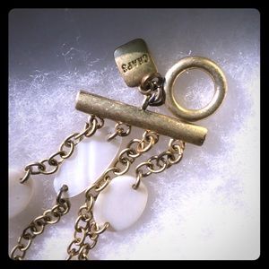 Chaps Ralph Lauren Gold Tone Pearl Disc Bracelet